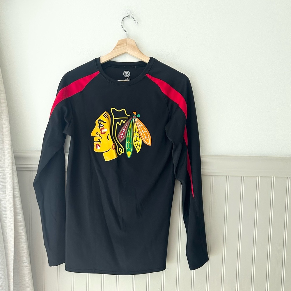 Chicago Blackhawks Men’s Small Black Long Sleeve Shirt Polyester NHL